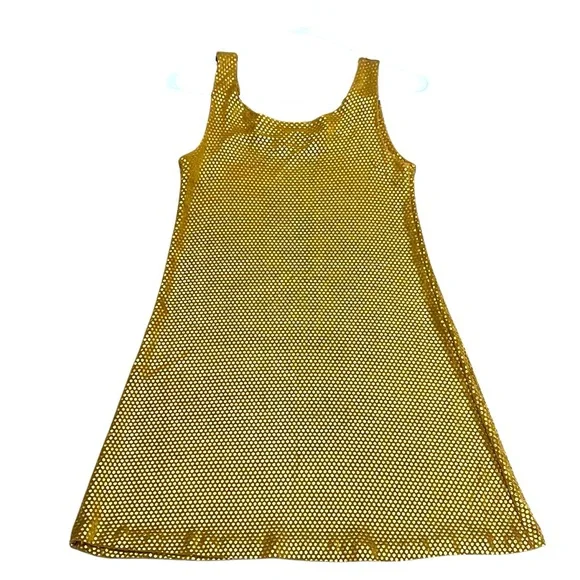 BETSEY JOHNSON Gold Sleeveless Mini Dress Shimmer Shiny Party Dress S-M size - Picture 5 of 6